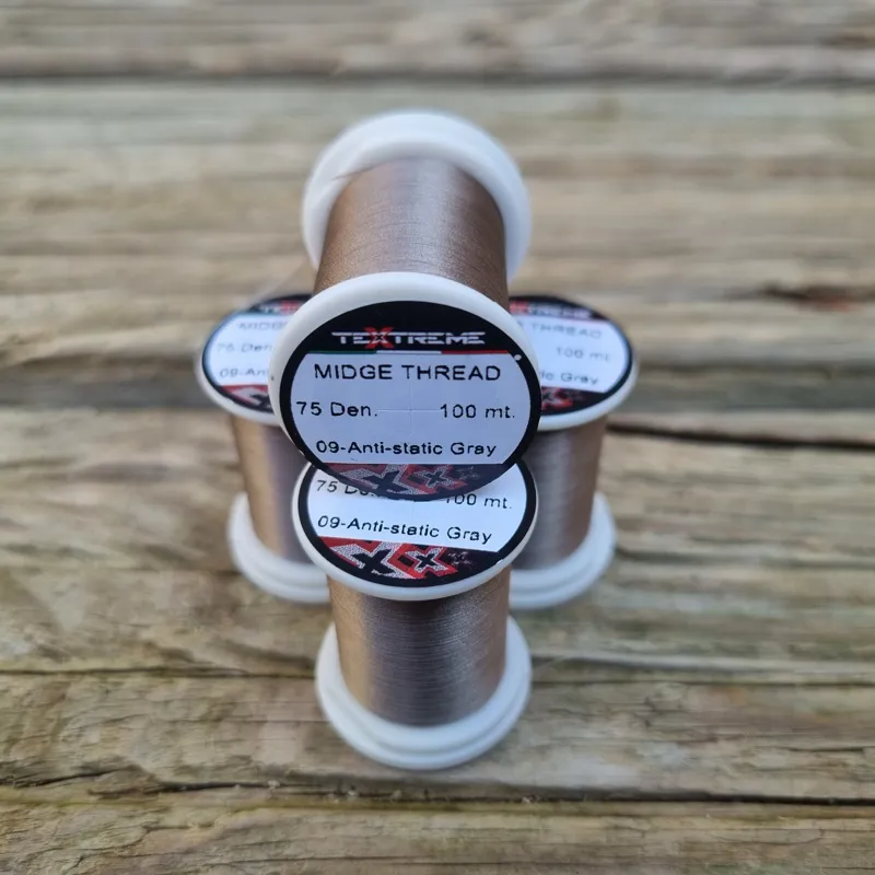 TEXTREME Midge Tying Thread 75dn in 09-Anti-Static Gray-1